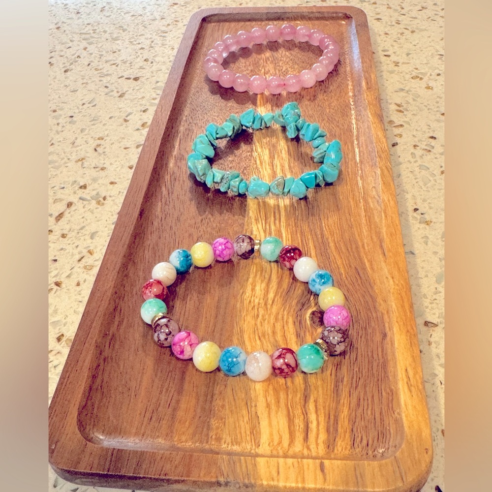 Set of 3 New Beaded Stretchy Bracelets - #11